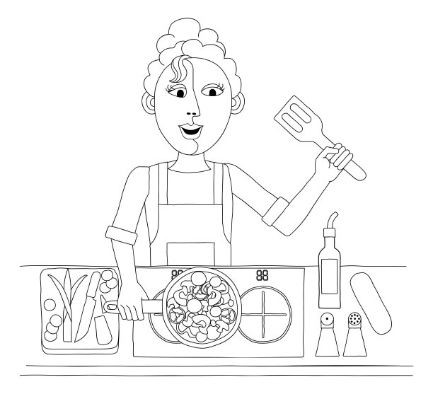 烹调蔬菜咖喱的妇女图片下载