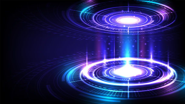 抽象梦幻的背景与圆数字网络环。能量戒指。矢量设计。图片下载