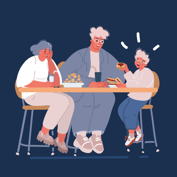 卡通矢量插图的家庭在咖啡馆。母亲，父亲，儿子图片下载