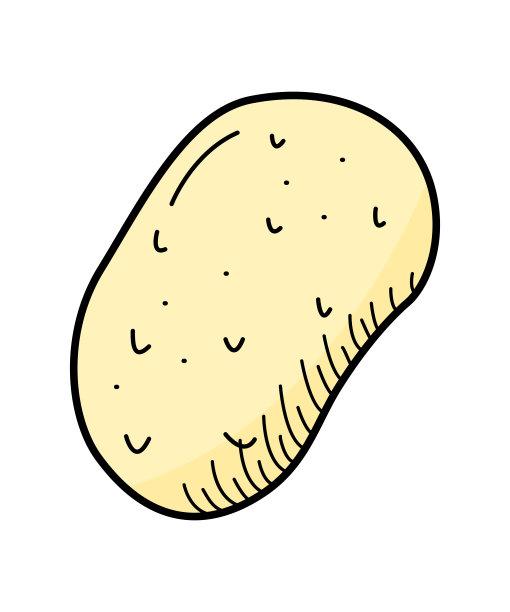 马铃薯块茎图标涂鸦。矢量插图的蔬菜根作物在一个白色的背景。图片下载