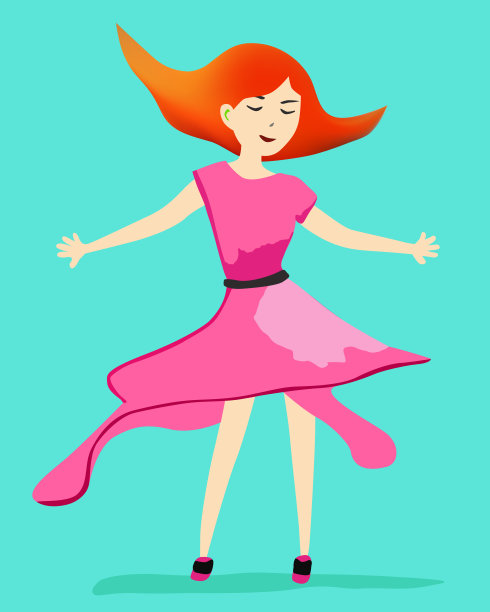 穿着粉红色裙子跳舞的漂亮女人图片下载