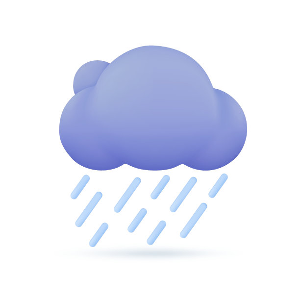 3D天气预报图标黑云与雷声从暴雨。三维演示图片下载