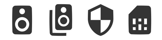 一组4个图标硬件。线图标集合。款式时髦。手机和网页。图片下载