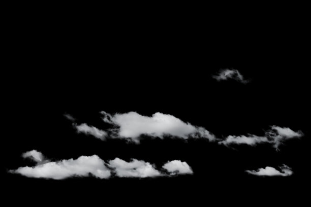 白色蓬松的云朵在黑色的背景和蓝色的天空下显得格外显眼图片下载