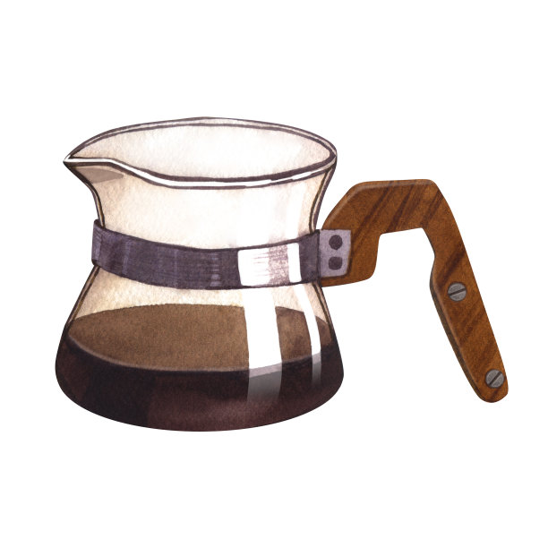 水彩黑色咖啡玻璃壶。手绘插图孤立在白色背景。完美的咖啡厅，餐厅，菜单，卡片的概念图片下载