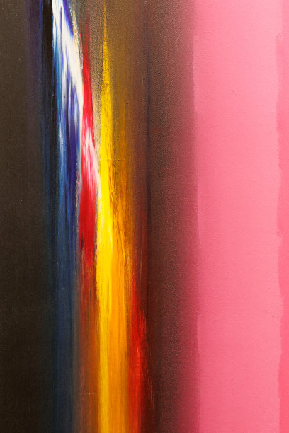 油漆在画布上:抽象图案在黑色，粉红色，红色和黄色色调-背景图片下载