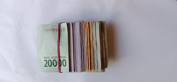 一叠白底的不同面额的钞票图片下载