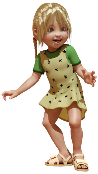 白种人女孩的3D渲染图片下载