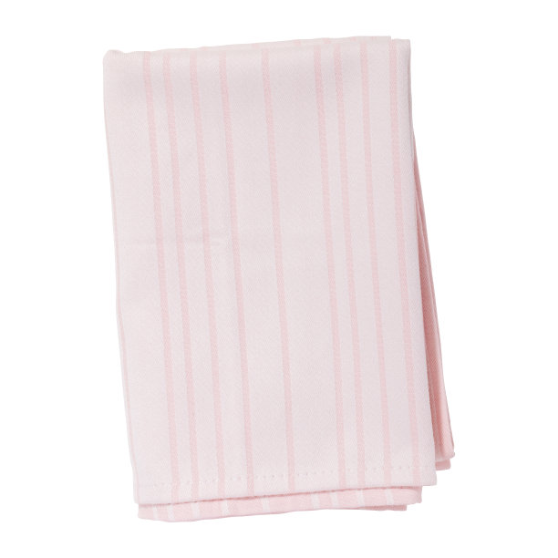 粉红色折叠棉条纹餐巾孤立。厨房毛巾俯视图。设计元素图片下载