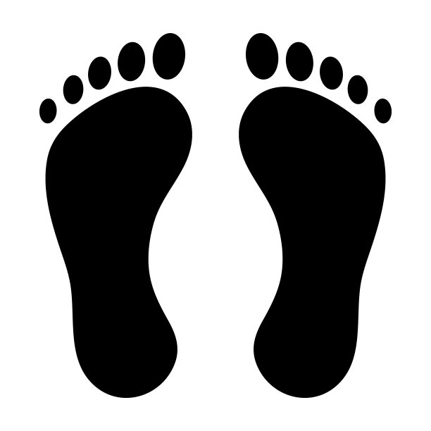 白色背景上的脚印剪影图片下载