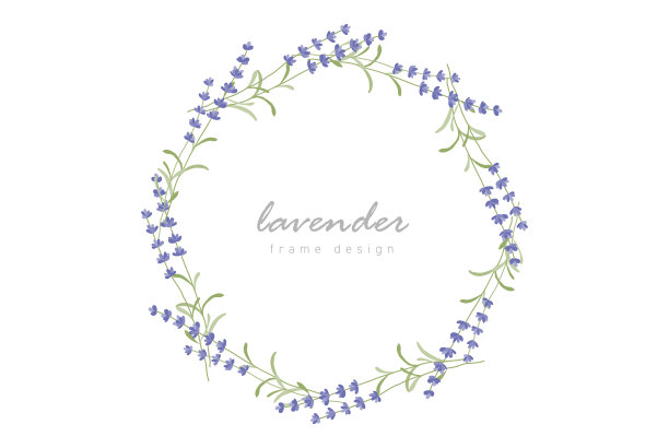 薰衣草花圈框架设计图片下载