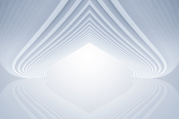 人工白色弯曲隧道未来空间背景3D渲染图片下载