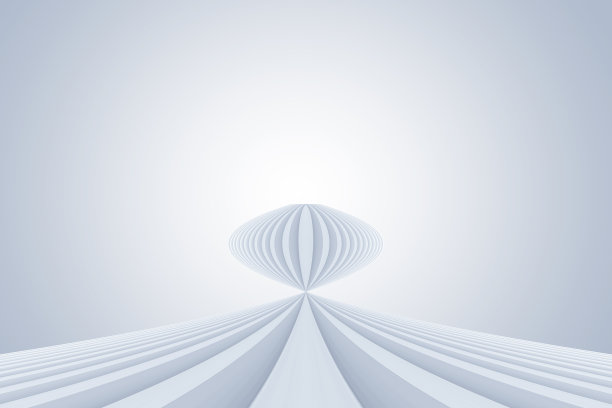 白色的建筑线条延伸并汇聚在一起，以3D形式呈现。图片下载