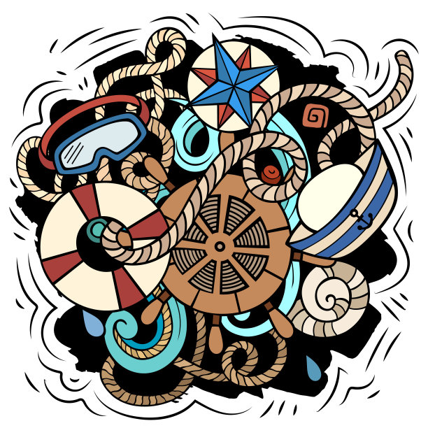 航海卡通矢量插图。图片下载