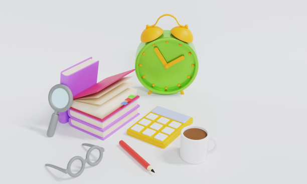 3D渲染办公文具。经营理念。图片下载