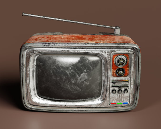 3 d演示。老式电视与孤立的背景。复古媒体，80 -90年代的娱乐。图片下载