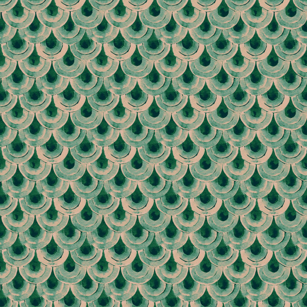 水彩日本传统装饰。鱼鳞。复古无缝图案。图片下载