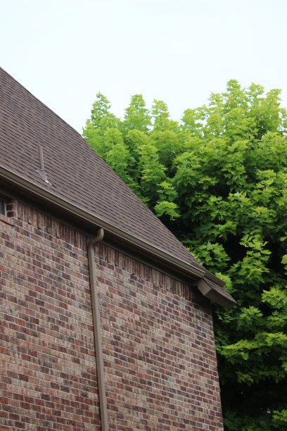 有排水沟系统和落水管的房子一侧，以便排水图片下载