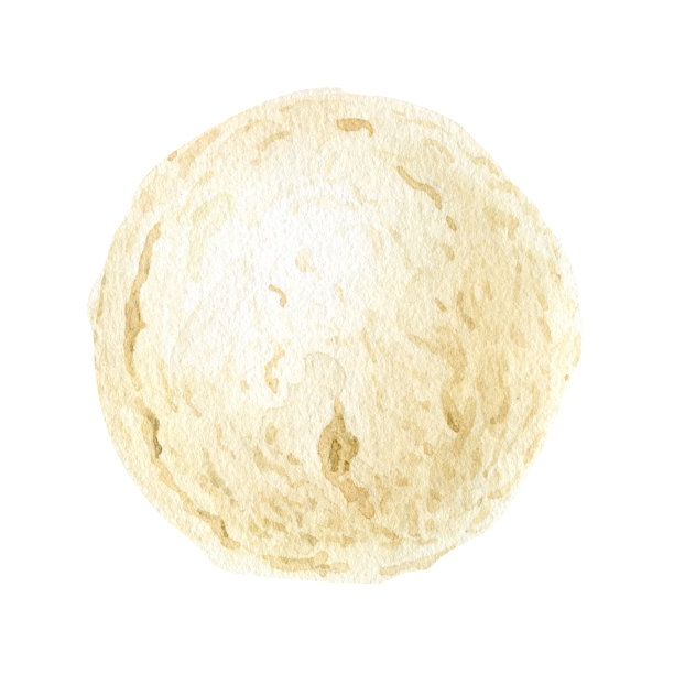 一个香草冰淇淋球。香草味的甜点。水彩手绘插图。孤立。图片下载