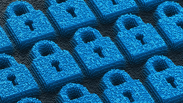 数字锁背景。加密和保护您的数据。网络安全和隐私概念。三维演示图片下载