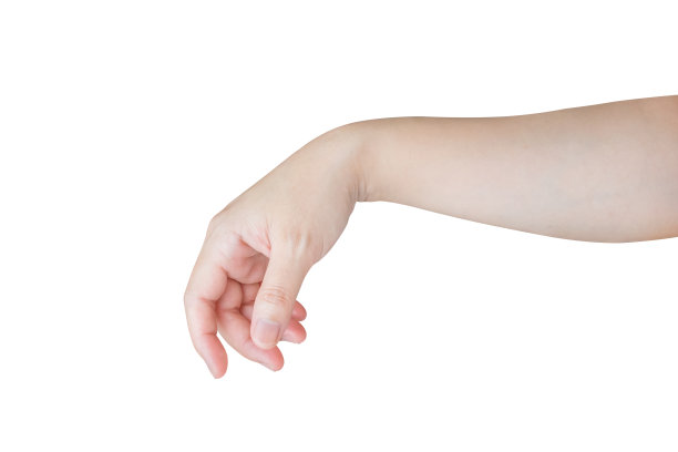 女人的手势拿着孤立的白色背景的东西图片下载