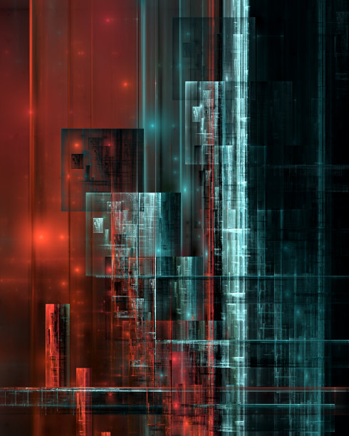 未来的城市。抽象分形故障艺术。图片下载