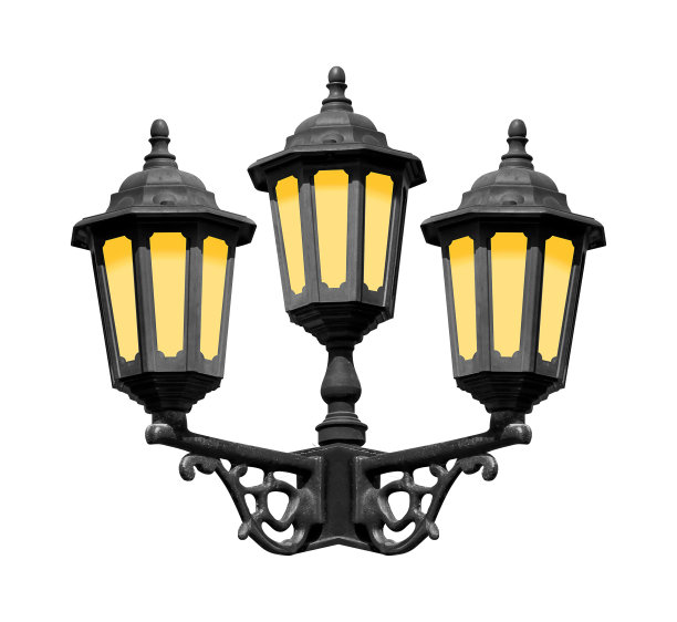 模拟复古灯孤立的白色背景与剪辑路径图片下载