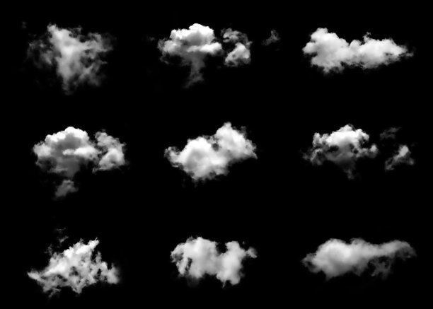 雾白色的云在黑色的背景图片下载