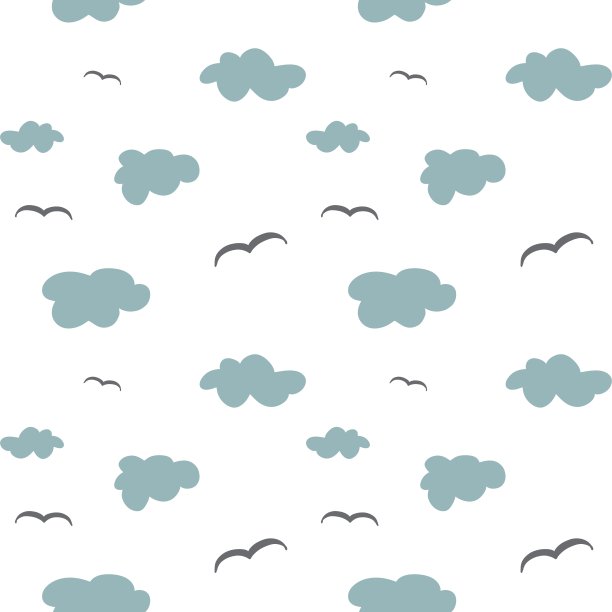 云鸟天空简单的孩子无缝图案图片下载