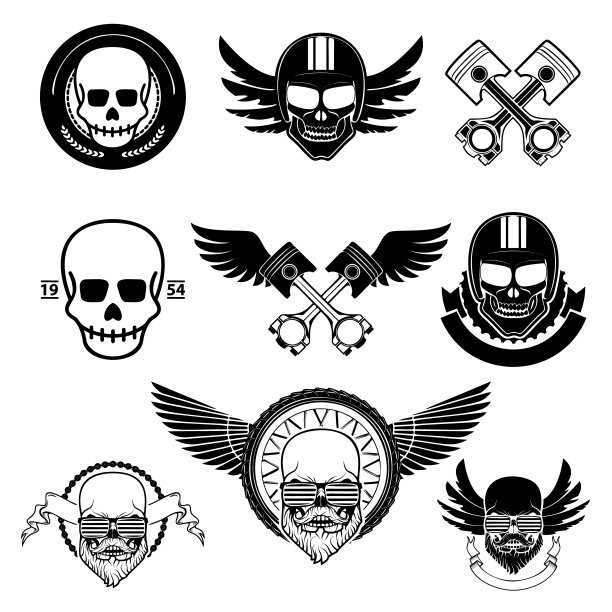 摩托车比赛，摩托车俱乐部，摩托车俱乐部，摩托车店徽章模板。徽章、标签或徽章模板。设计矢量元素。图片下载