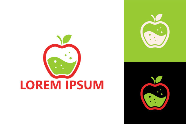 科学苹果实验室标志模板设计向量图片下载