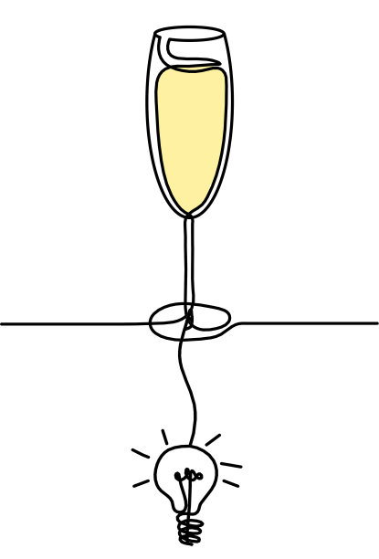 画线颜色的酒杯上有白色的灯泡图片下载