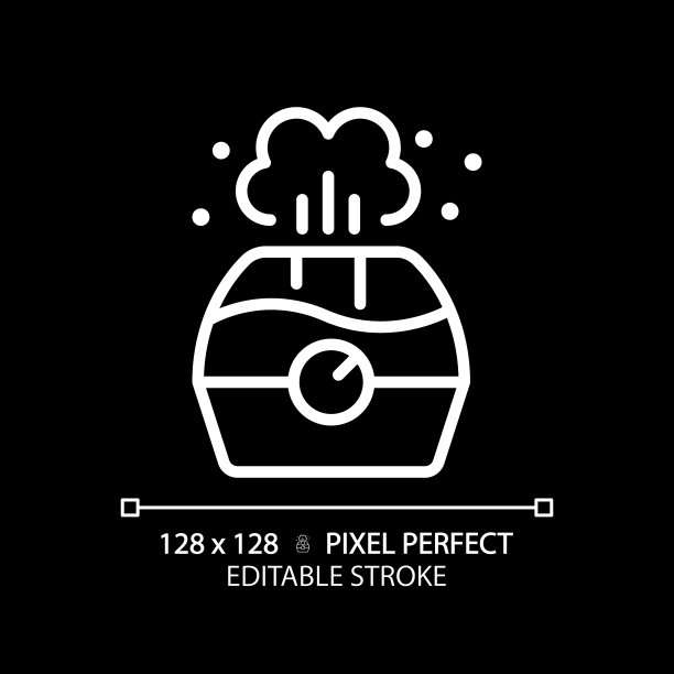 空气加湿器白色线性图标为黑暗主题图片下载