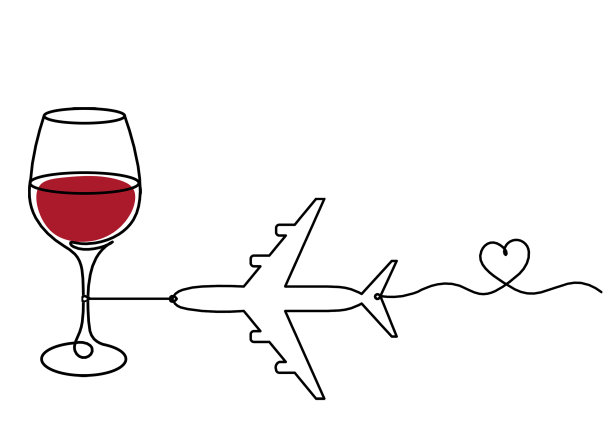 在白色的平面上画出线条颜色的酒杯图片下载