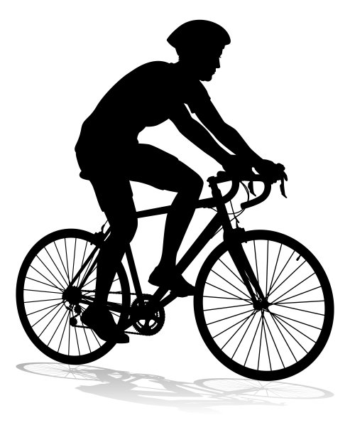 自行车和骑自行车的人剪影图片下载