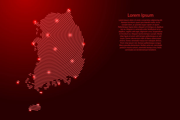 韩国，地图由未来主义的同心圆和发光的星星作为横幅、海报、贺卡图片下载
