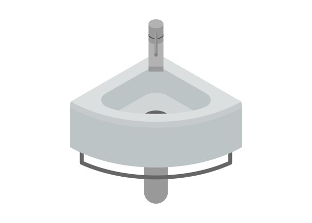 角落里的面盆里。简单的平面插图。图片下载