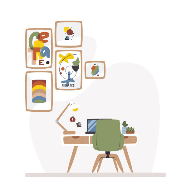 创意设计师工作区场景与复制空间图片下载