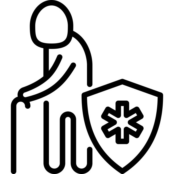 人寿保险:老年人防护冠状病毒。养老院信托。细线图标。矢量插图。图片下载