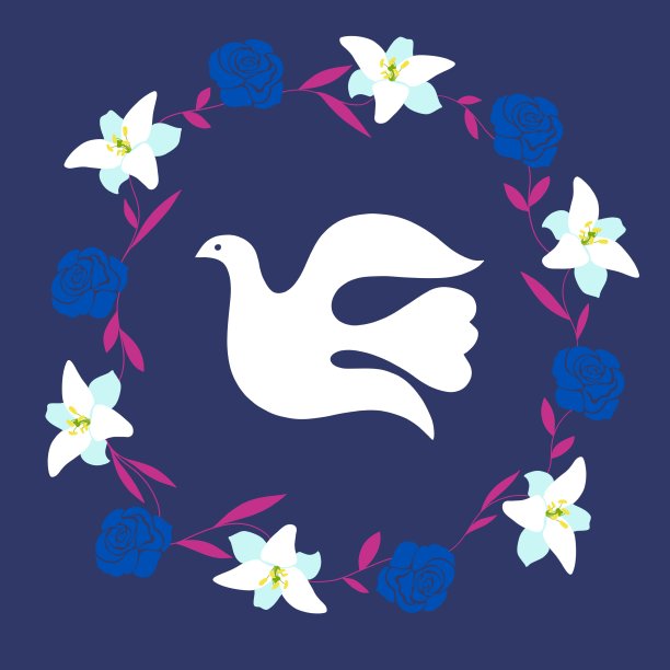 白鸽带着红玫瑰和白百合图片下载