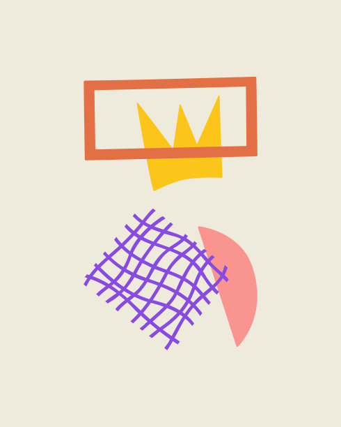 具有抽象形状的海报。几何元素皇冠，矩形，网格，半圆。Groovy当代插图海报，儿童，装饰，印刷，社会岗位和故事。图片下载