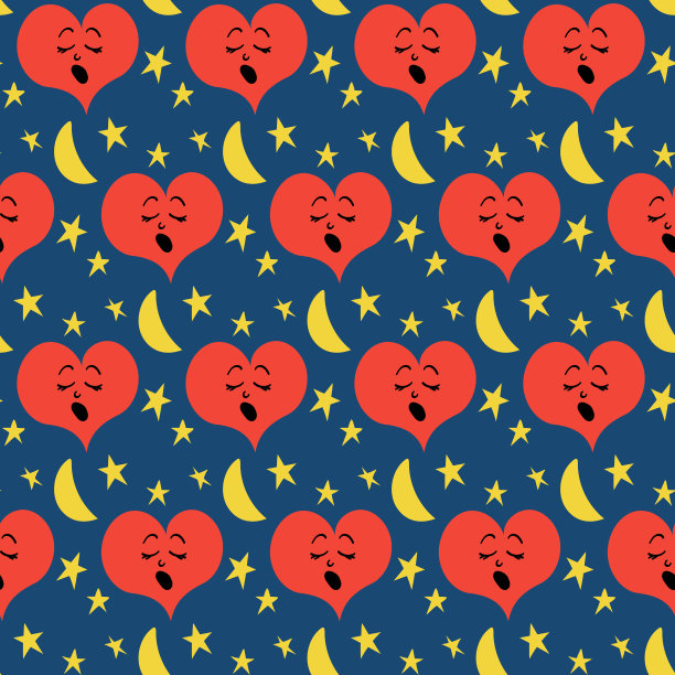 睡意的心有明月的无缝花纹图片下载