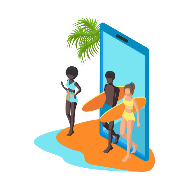 借助互联网实现快速旅行的等距投影图片下载