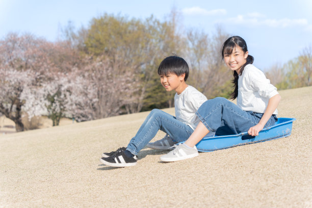 好朋友，在草坪上滑行的男男女女图片下载