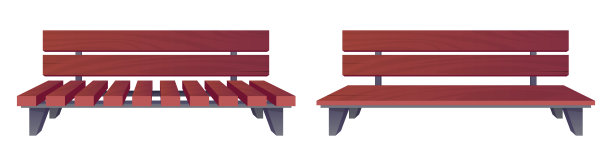 公园长凳收集在卡通风格的矢量插图孤立的白色图片下载