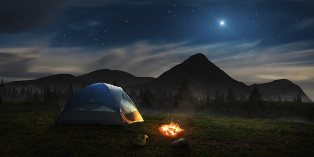 在星光下搭帐篷图片下载