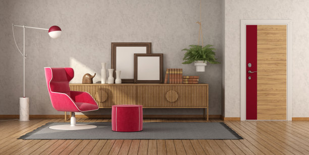 带餐具柜和扶手椅的家庭入口图片下载