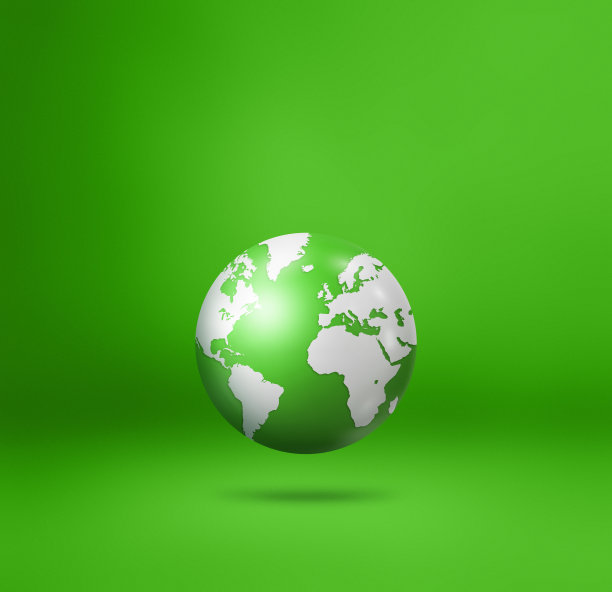 世界地球仪，地球地图，孤立在绿色。广场背景图片下载