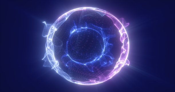 抽象的蓝色能量粒子球体发光电魔法未来高科技空间图片下载