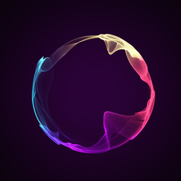 球形音乐均衡器。粒子的圆形声波。音乐抽象色彩斑斓的设计元素。3 d渲染。图片下载